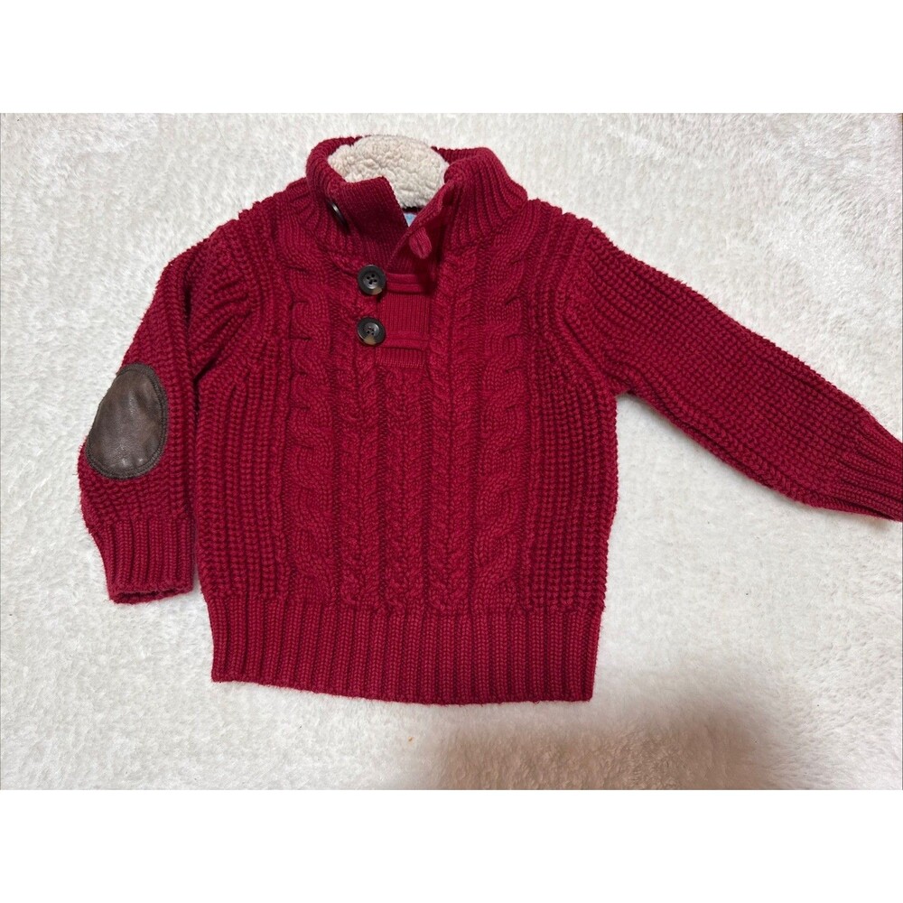 Gap Baby Boys Red Chunky Cable Knit Pullover Sweater 12-18 M Holiday Festive